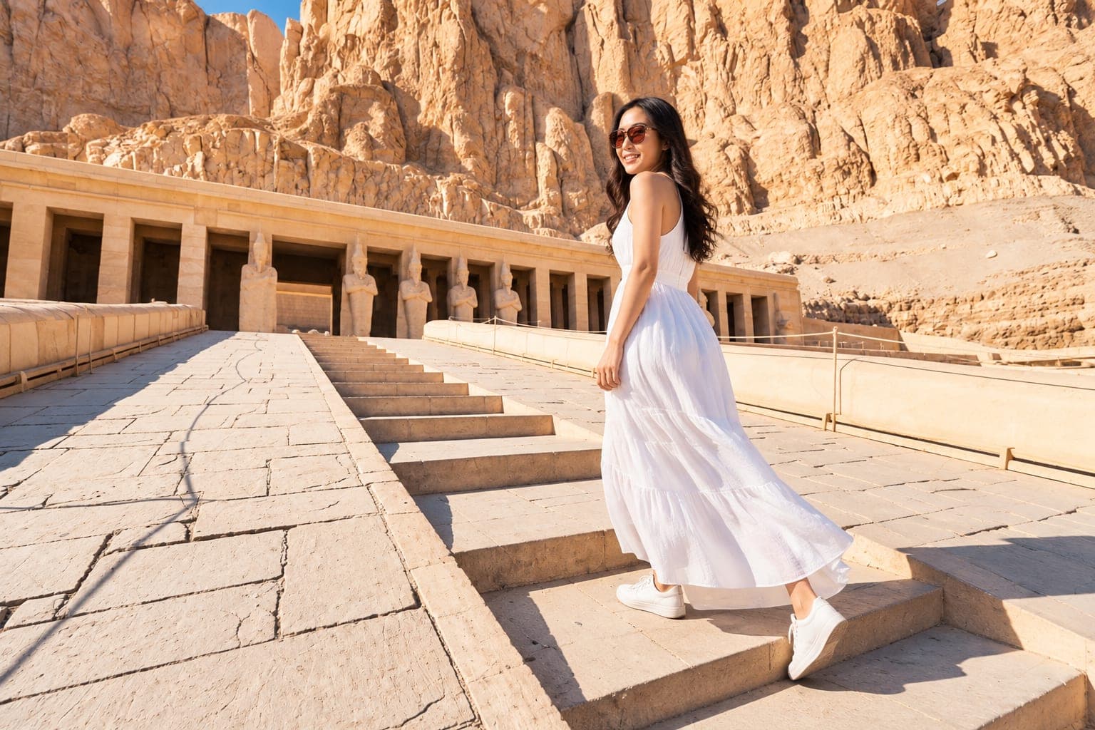 The terraced temple of Hatshepsut at Deir el-Bahari below the Theban cliffs